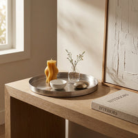 GEO ROUND TRAY | Brushed Nickel - Shop premium Home Decor for modern interiors - premium homewares - luxury home decor online