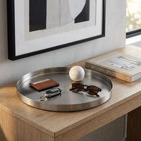 GEO ROUND TRAY | Brushed Nickel - Shop premium Home Decor for modern interiors - premium homewares - luxury home decor online