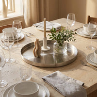 GEO ROUND TRAY | Brushed Nickel - Shop premium Home Decor for modern interiors - premium homewares - luxury home decor online