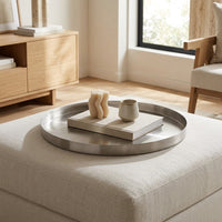 GEO ROUND TRAY | Brushed Nickel - Shop premium Home Decor for modern interiors - premium homewares - luxury home decor online