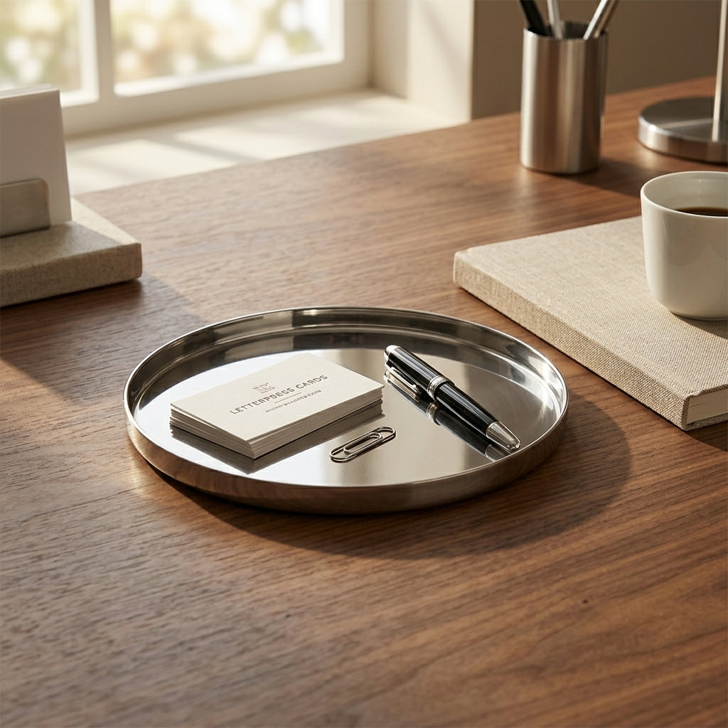 GEO ROUND TRAY MINI | Polished Stainless Steel
