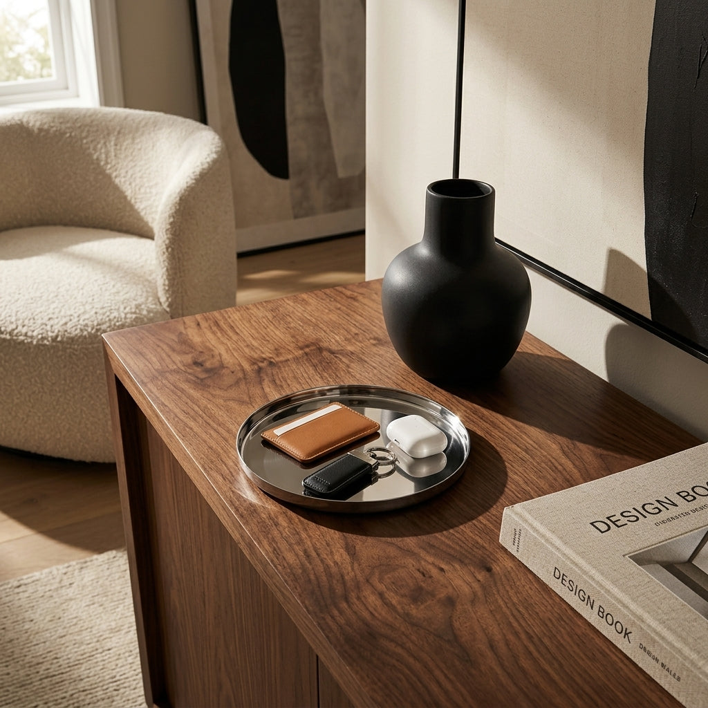 GEO ROUND TRAY MINI | Polished Stainless Steel