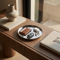 GEO ROUND TRAY MINI | Polished Stainless Steel