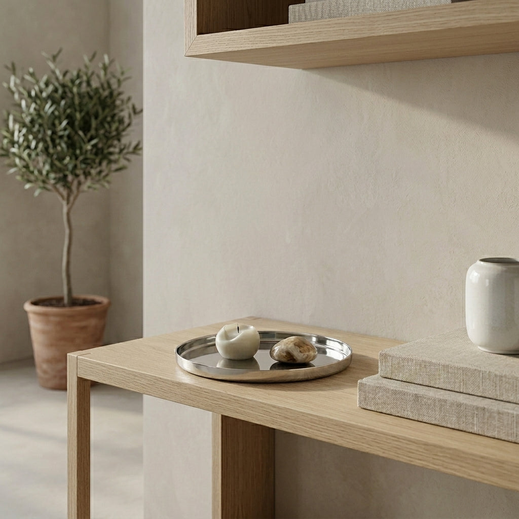 GEO ROUND TRAY MINI | Polished Stainless Steel