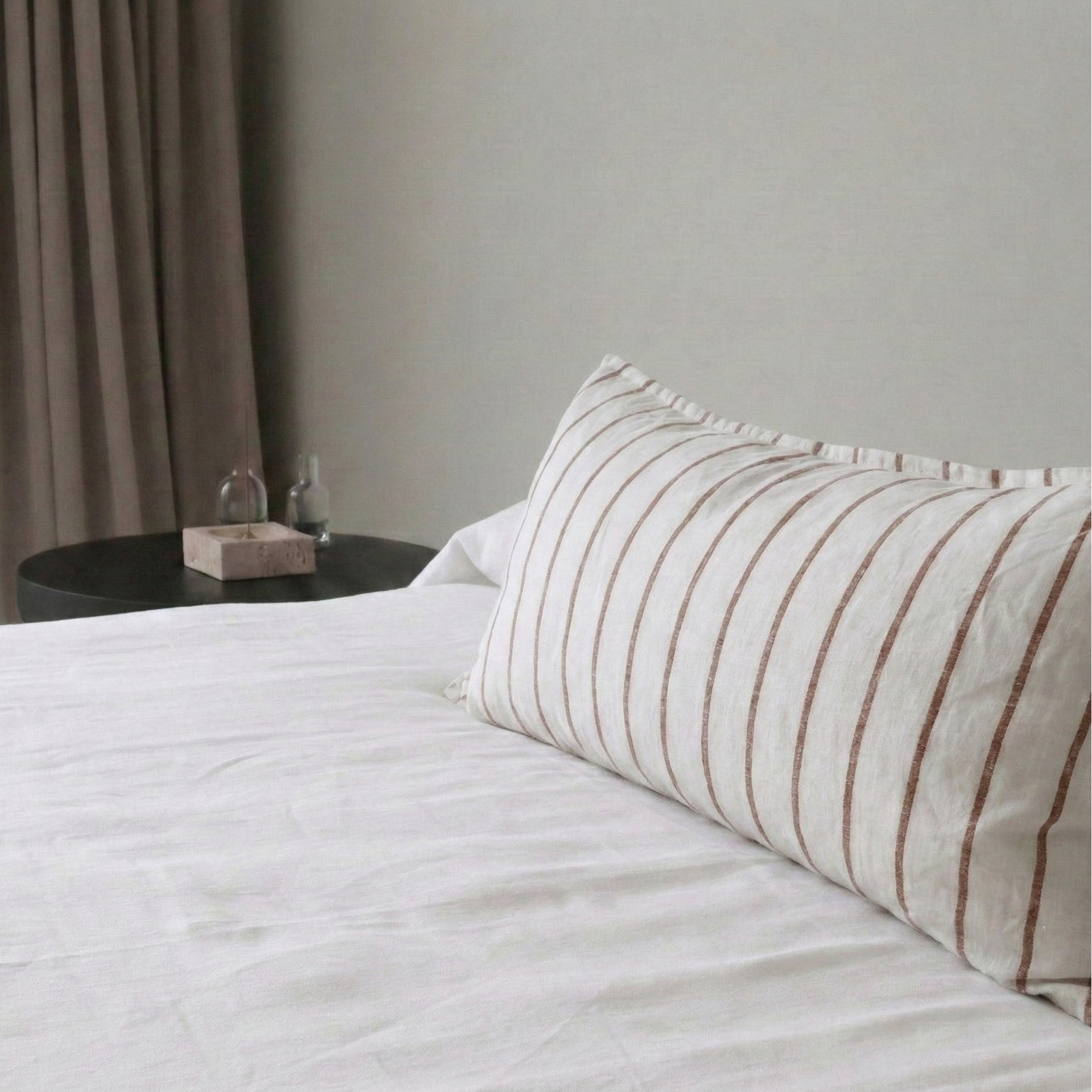 STONEWASHED LINEN LUMBAR CUSHION COVER | Ginger Pinstripe Wide - Shop premium Home Decor for modern interiors - premium homewares - luxury home decor online