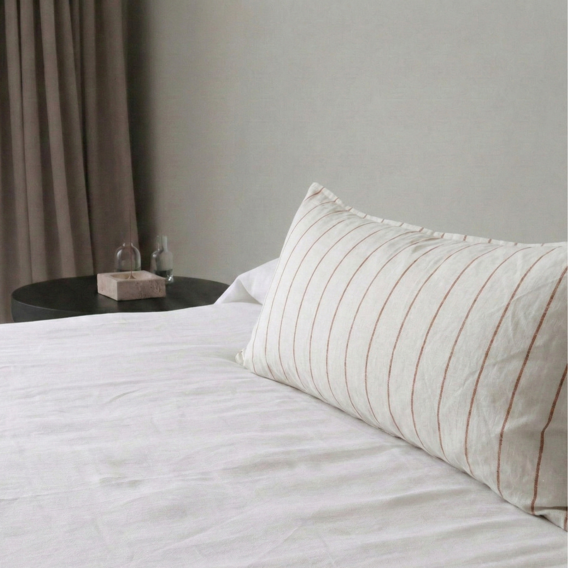 STONEWASHED LINEN LUMBAR CUSHION COVER | Ginger Pinstripe - Shop premium Home Decor for modern interiors - premium homewares - luxury home decor online