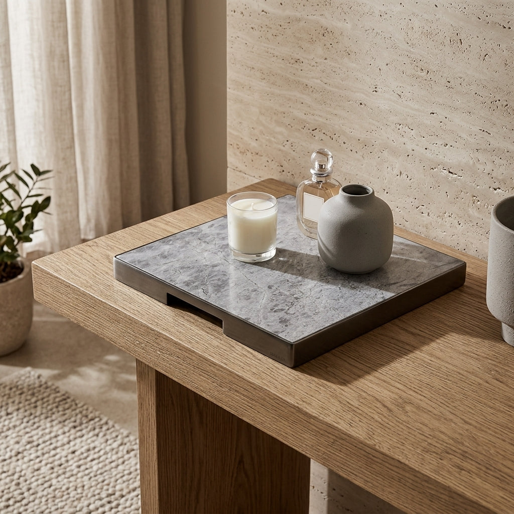 GEO GRAZING BOARD SQUARE | Black Nickel & Tundra Grey