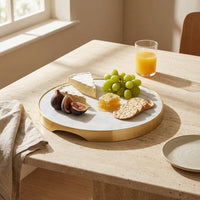 GEO GRAZING BOARD ROUND | Brass & Carrara