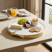 GEO GRAZING BOARD ROUND | Brass & Carrara