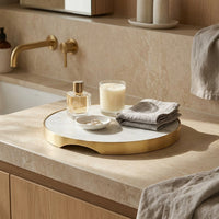 GEO GRAZING BOARD ROUND | Brass & Carrara