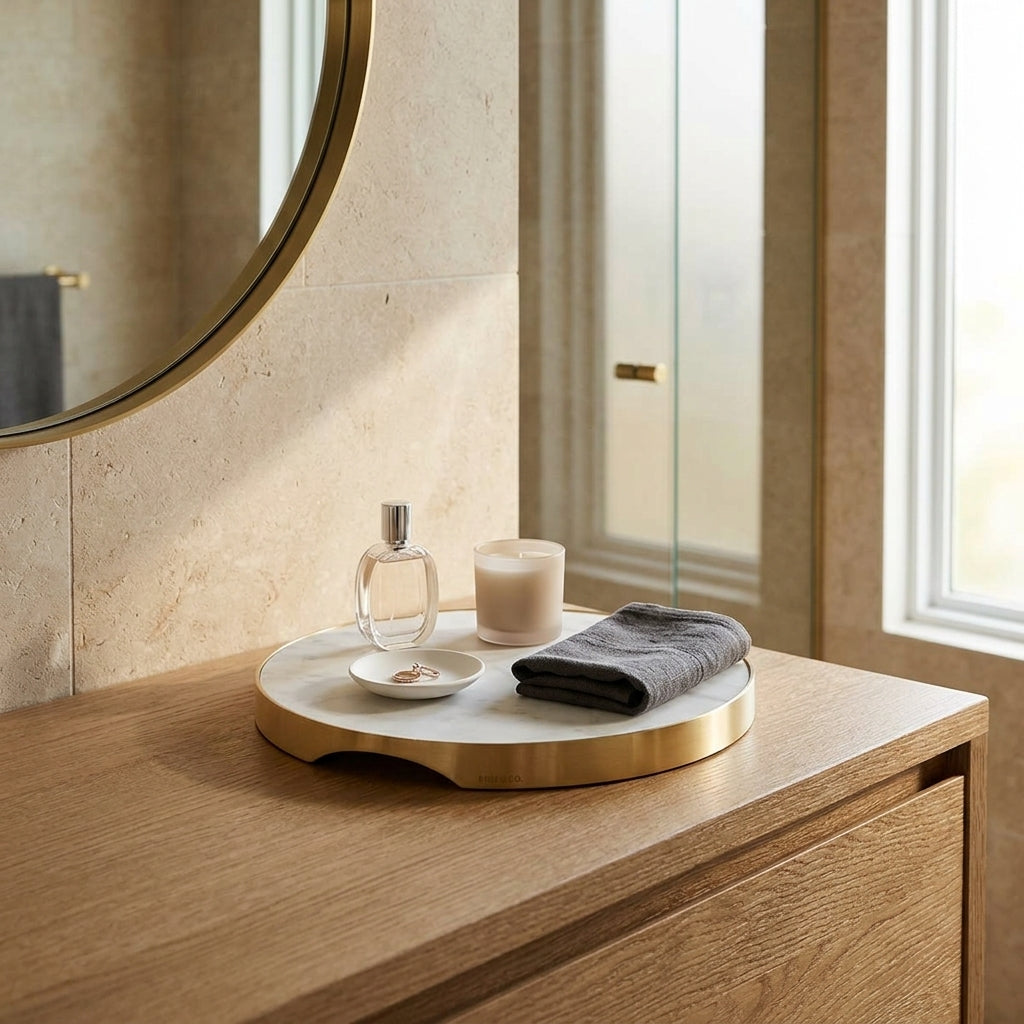 GEO GRAZING BOARD ROUND | Brass & Carrara