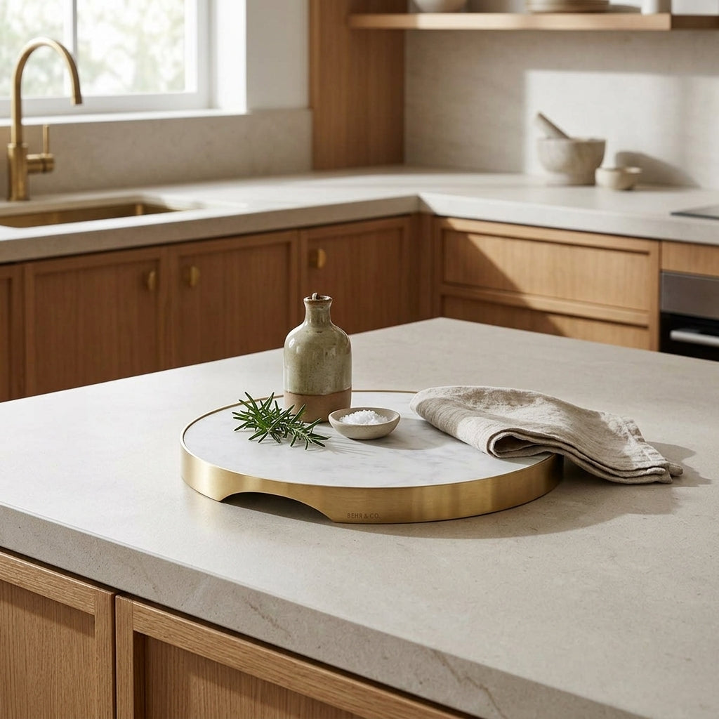 GEO GRAZING BOARD ROUND | Brass & Carrara