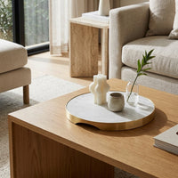 GEO GRAZING BOARD ROUND | Brass & Carrara