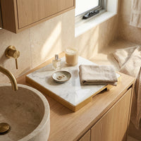 GEO GRAZING BOARD SQUARE | Brass & Carrara