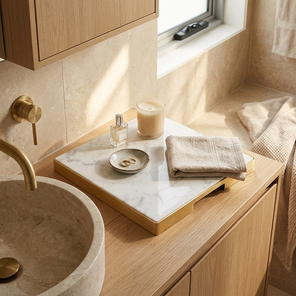 GEO GRAZING BOARD SQUARE | Brass & Carrara
