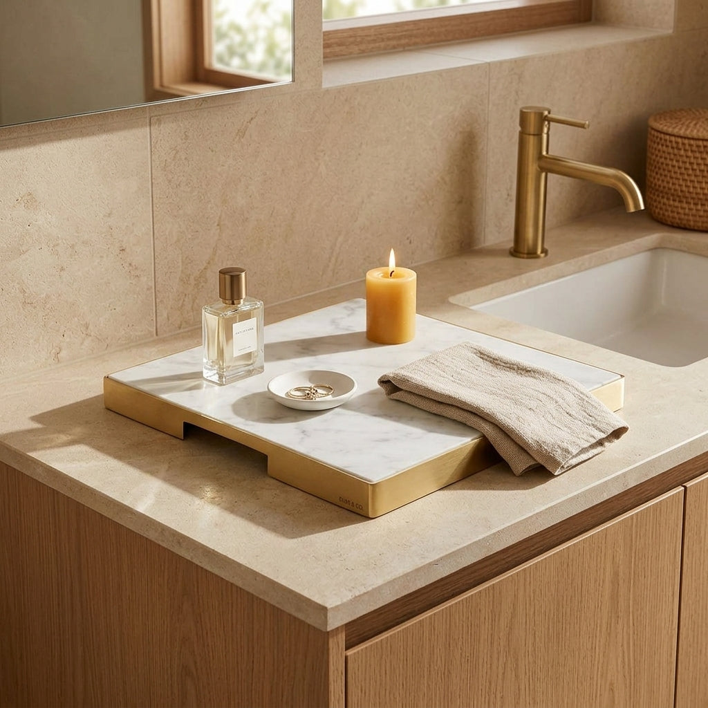 GEO GRAZING BOARD SQUARE | Brass & Carrara