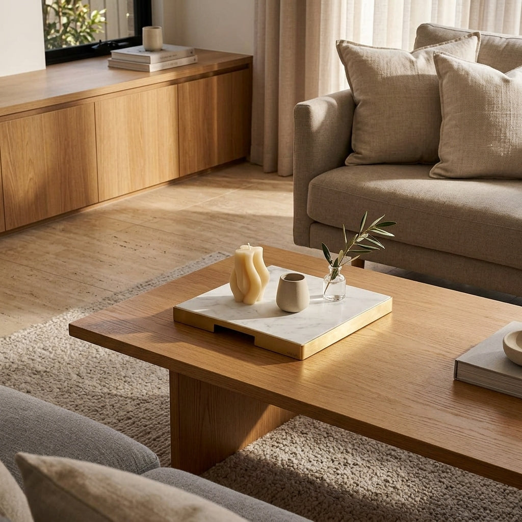 GEO GRAZING BOARD SQUARE | Brass & Carrara