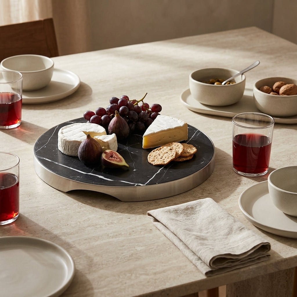 GEO GRAZING BOARD ROUND | Brushed Nickel & Nero