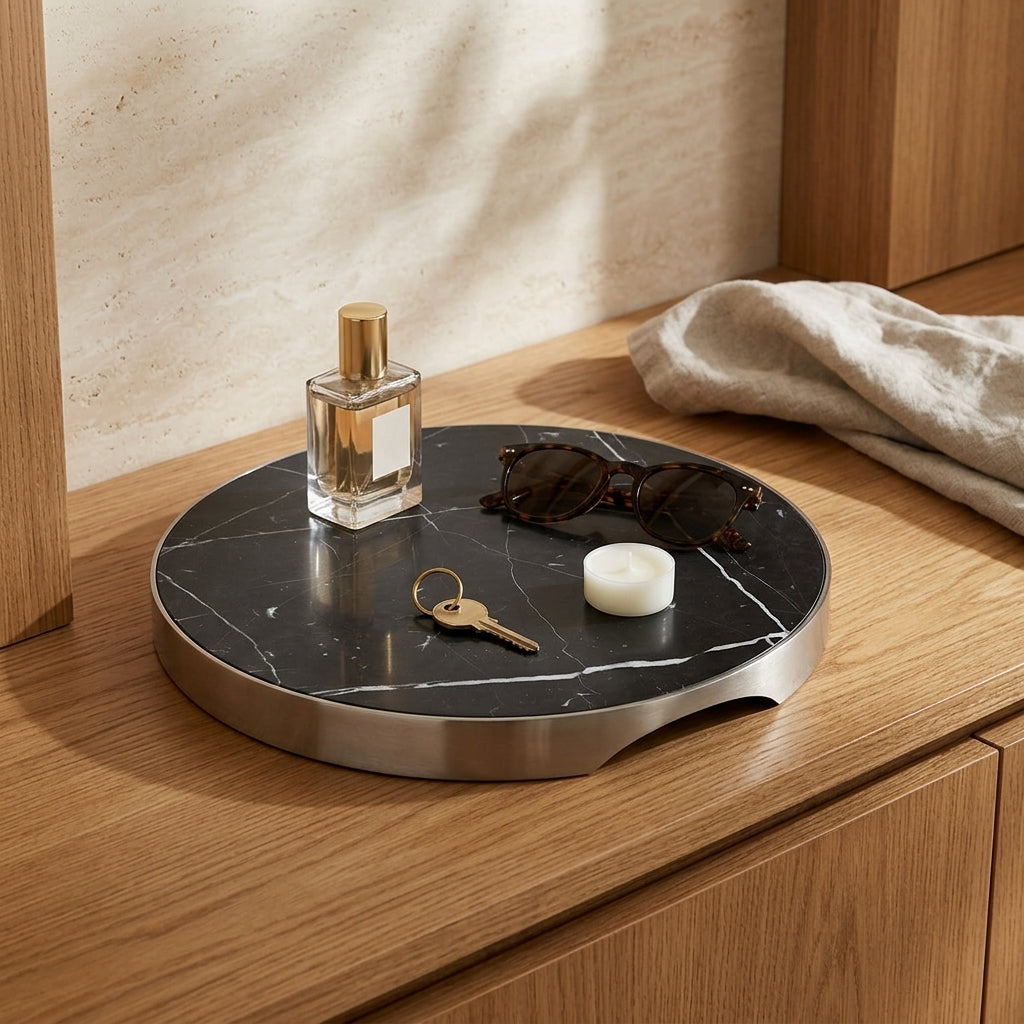 GEO GRAZING BOARD ROUND | Brushed Nickel & Nero
