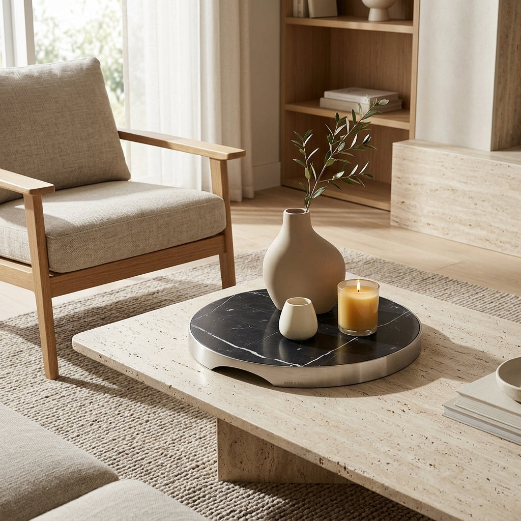 GEO GRAZING BOARD ROUND | Brushed Nickel & Nero