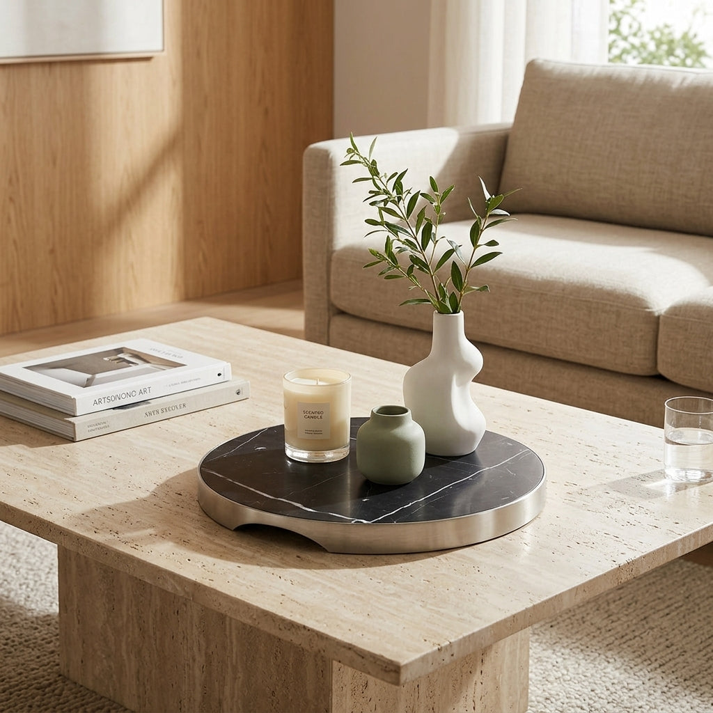 GEO GRAZING BOARD ROUND | Brushed Nickel & Nero