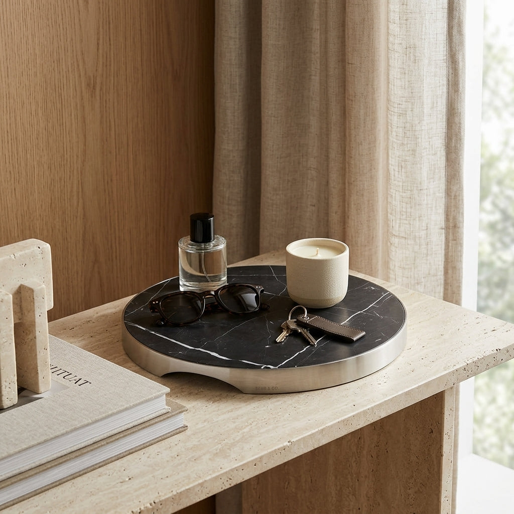 GEO GRAZING BOARD ROUND | Brushed Nickel & Nero