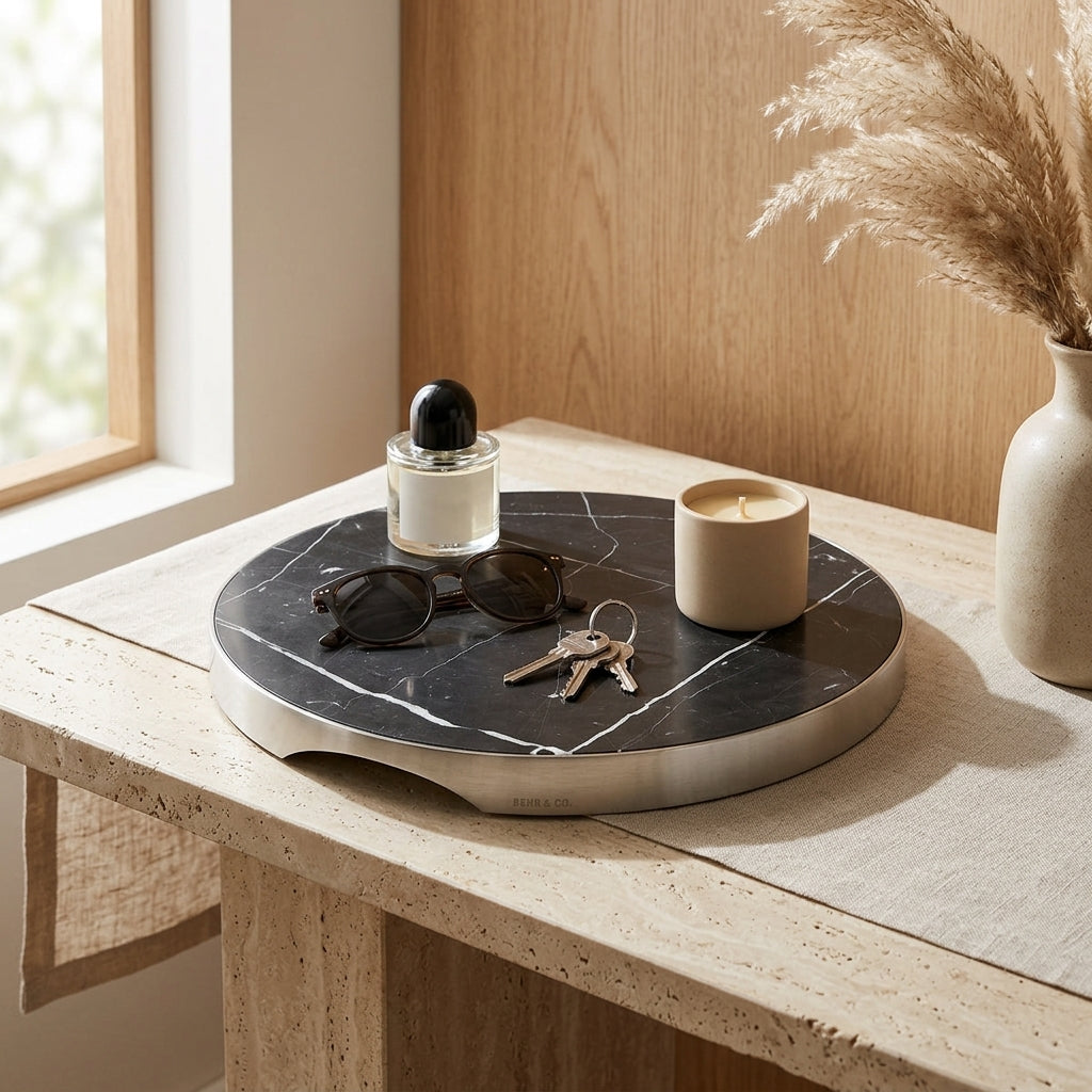 GEO GRAZING BOARD ROUND | Brushed Nickel & Nero
