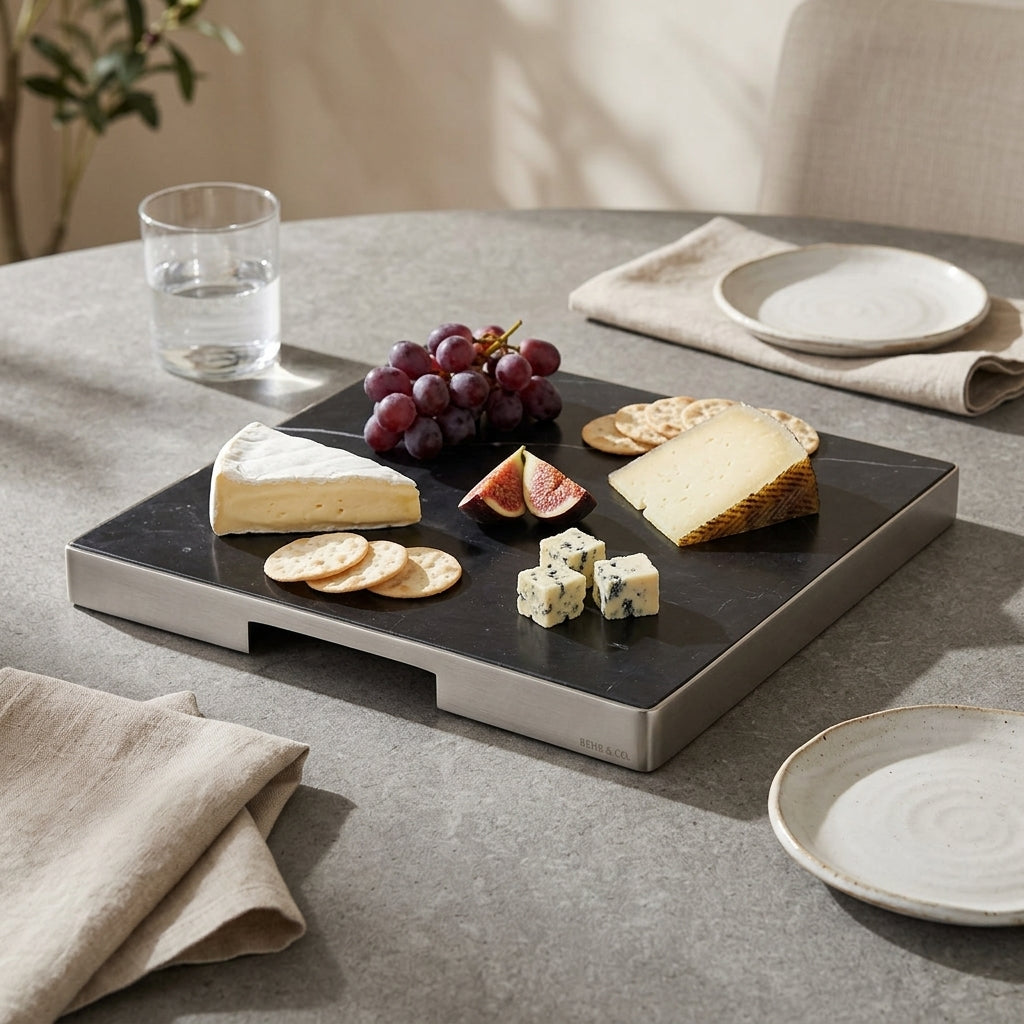 GEO GRAZING BOARD SQUARE | Brushed Nickel & Nero