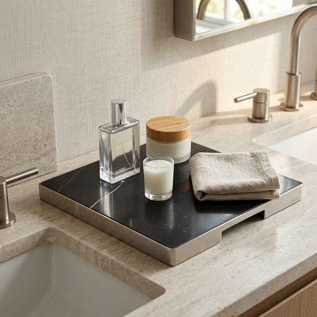 GEO GRAZING BOARD SQUARE | Brushed Nickel & Nero
