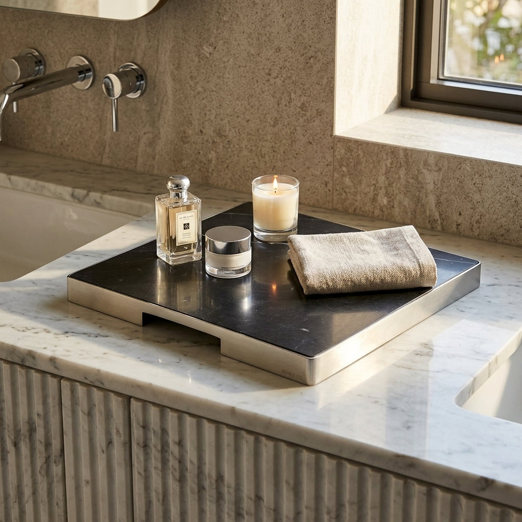 GEO GRAZING BOARD SQUARE | Brushed Nickel & Nero