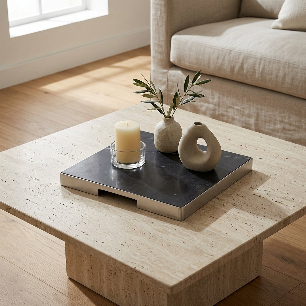 GEO GRAZING BOARD SQUARE | Brushed Nickel & Nero