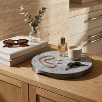 GEO GRAZING BOARD ROUND | Black Nickel & Grey Tundra