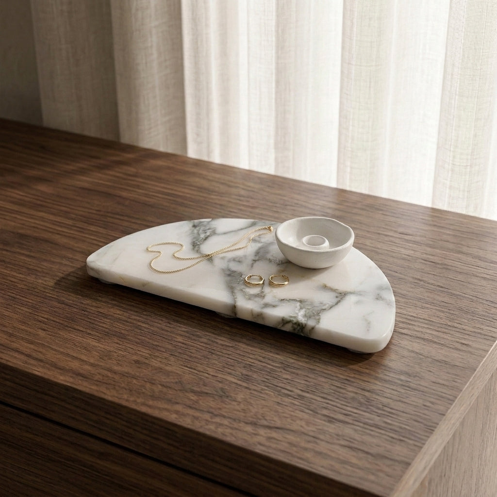 HALF MOON STONE TRIVET | Limited Edition Arabescato - Shop premium Home Decor for modern interiors - premium homewares - luxury home decor online
