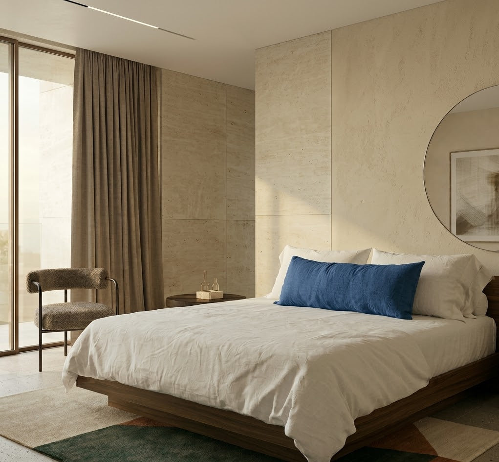 STONEWASHED LINEN LUMBAR CUSHION COVER | Marine Blue - Shop premium Home Decor for modern interiors - premium homewares - luxury home decor online