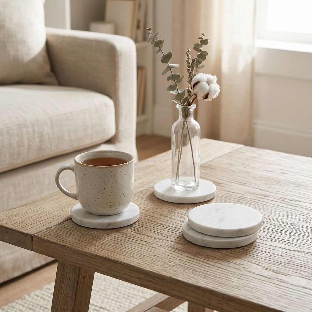 CIRCLE MARBLE COASTERS | White | Set of 4 - Shop premium Home Decor for modern interiors - premium homewares - luxury home decor online