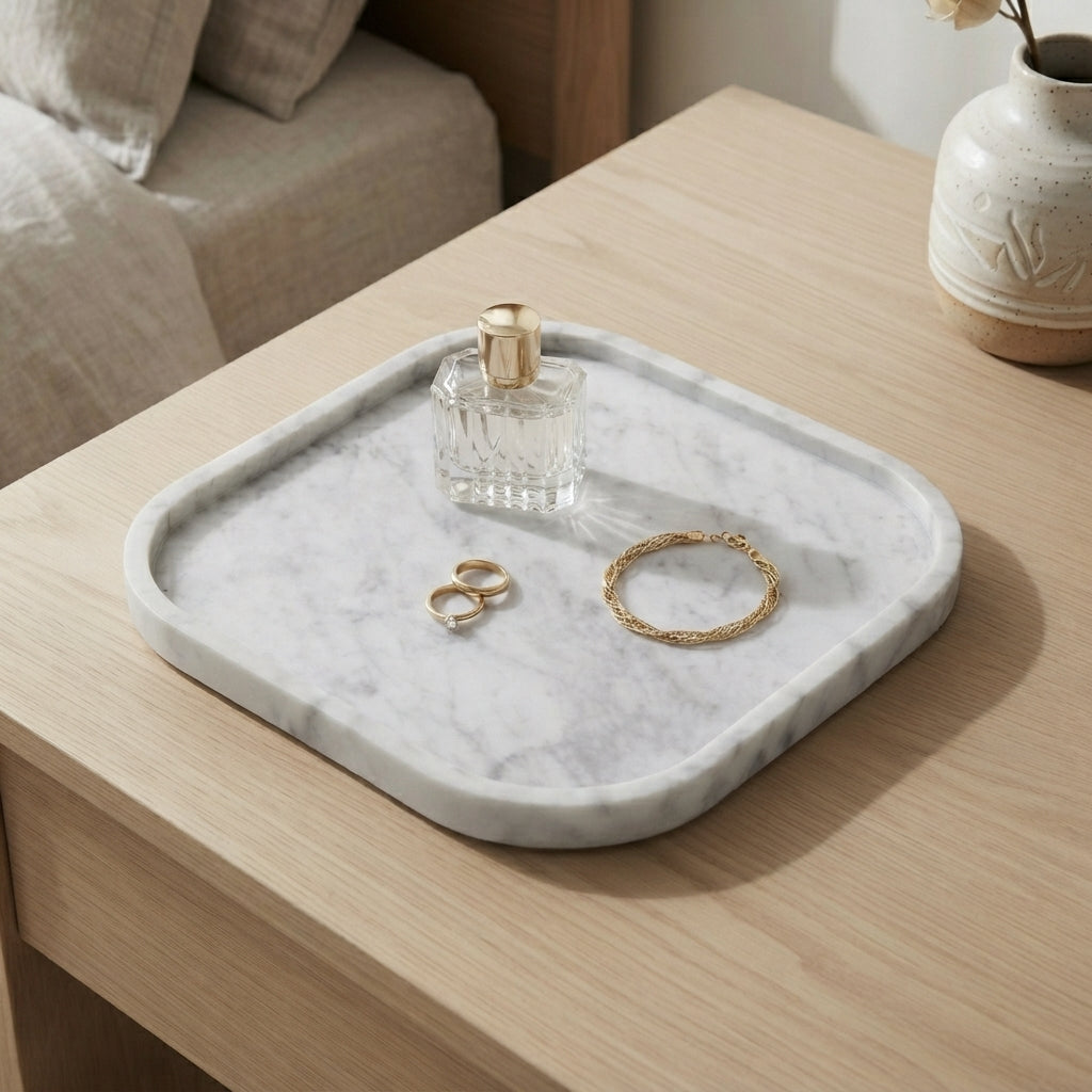 MARBLE SQUIRCLE TRAY | Carrara
