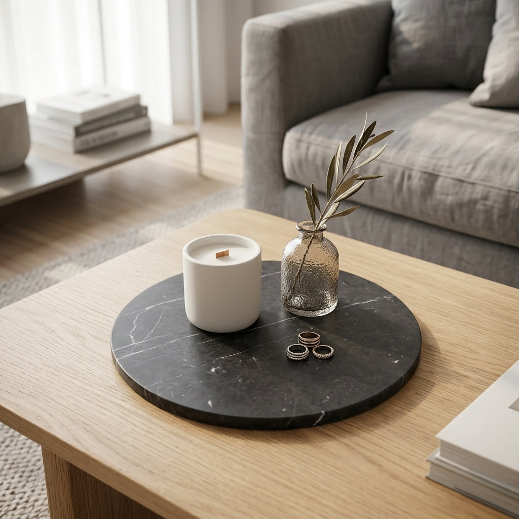 CIRCLE MARBLE TRIVET | Black - Shop premium Home Decor for modern interiors - premium homewares - luxury home decor online