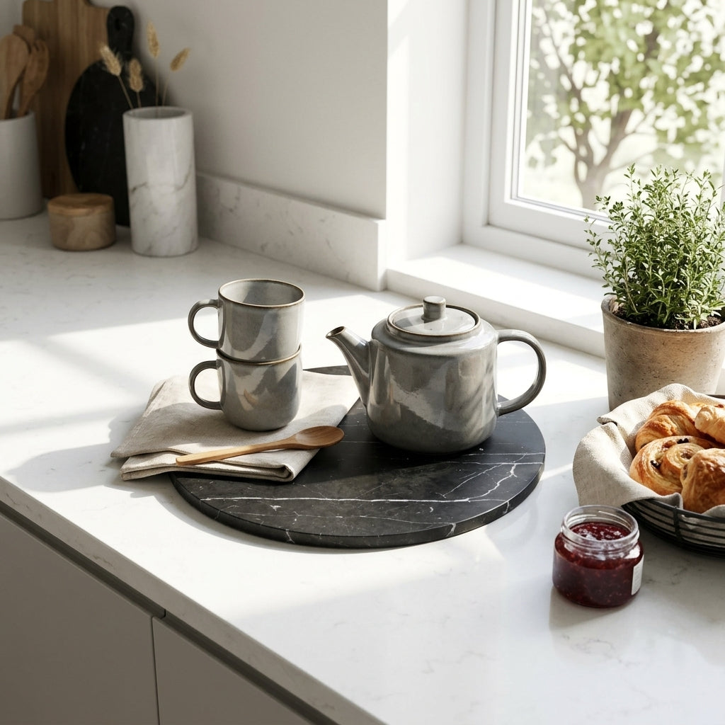 CIRCLE MARBLE TRIVET | Black - Shop premium Home Decor for modern interiors - premium homewares - luxury home decor online