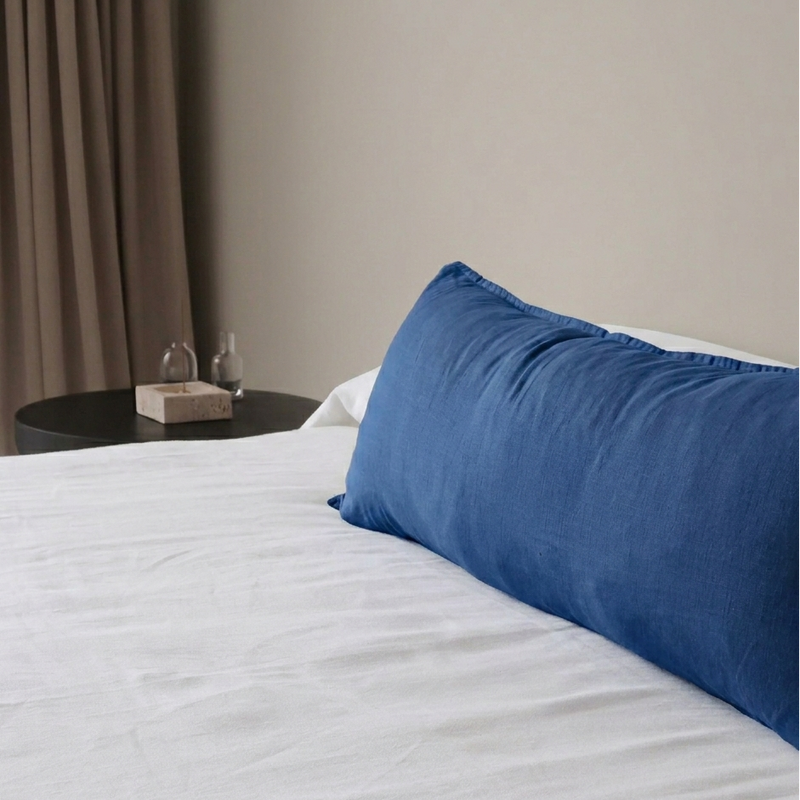 STONEWASHED LINEN LUMBAR CUSHION COVER | Marine Blue - Shop premium Home Decor for modern interiors - premium homewares - luxury home decor online