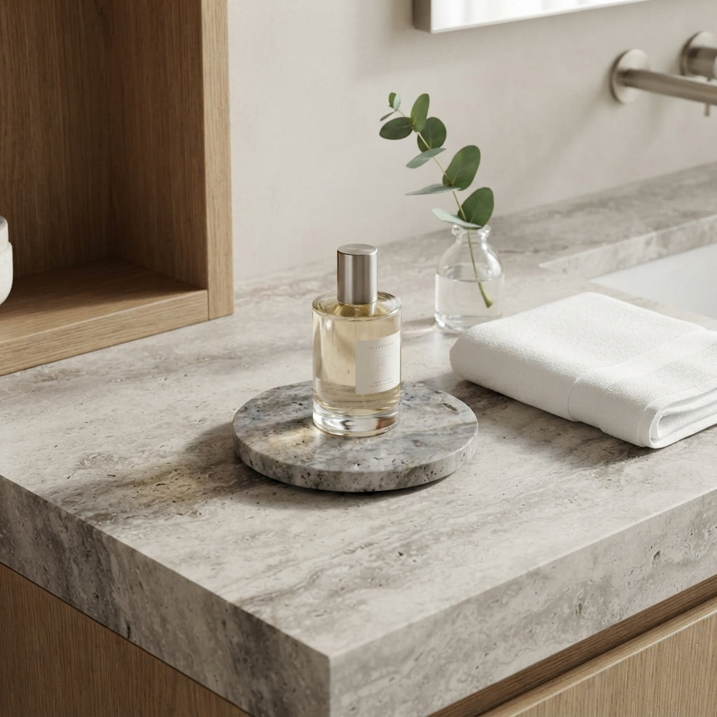 MINI ROUND STONE TRIVET | Silver Travertine (unfilled)