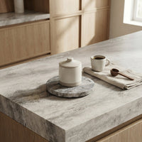 MINI ROUND STONE TRIVET | Silver Travertine (unfilled)