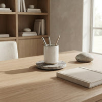MINI ROUND STONE TRIVET | Silver Travertine (unfilled)