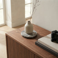 MINI ROUND STONE TRIVET | Silver Travertine (unfilled)