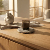 MINI ROUND STONE TRIVET | Silver Travertine (unfilled)