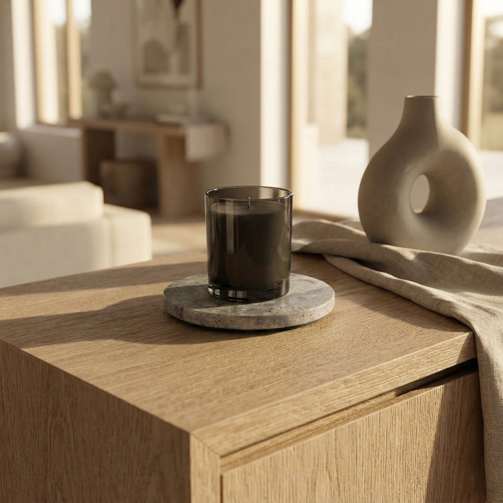 MINI ROUND STONE TRIVET | Silver Travertine (unfilled)