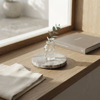 MINI ROUND STONE TRIVET | Silver Travertine (unfilled)