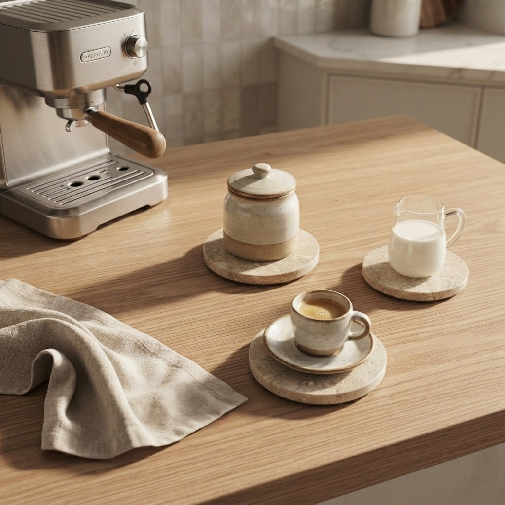 MINI ROUND STONE TRIVET | Travertine (filled)