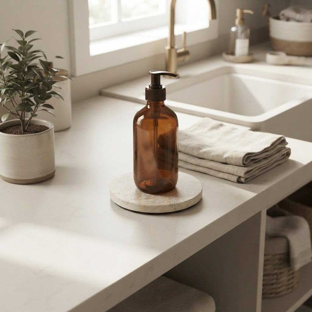 MINI ROUND STONE TRIVET | Travertine (filled)
