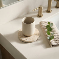 MINI ROUND STONE TRIVET | Travertine (unfilled)