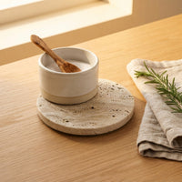 MINI ROUND STONE TRIVET | Travertine (unfilled)